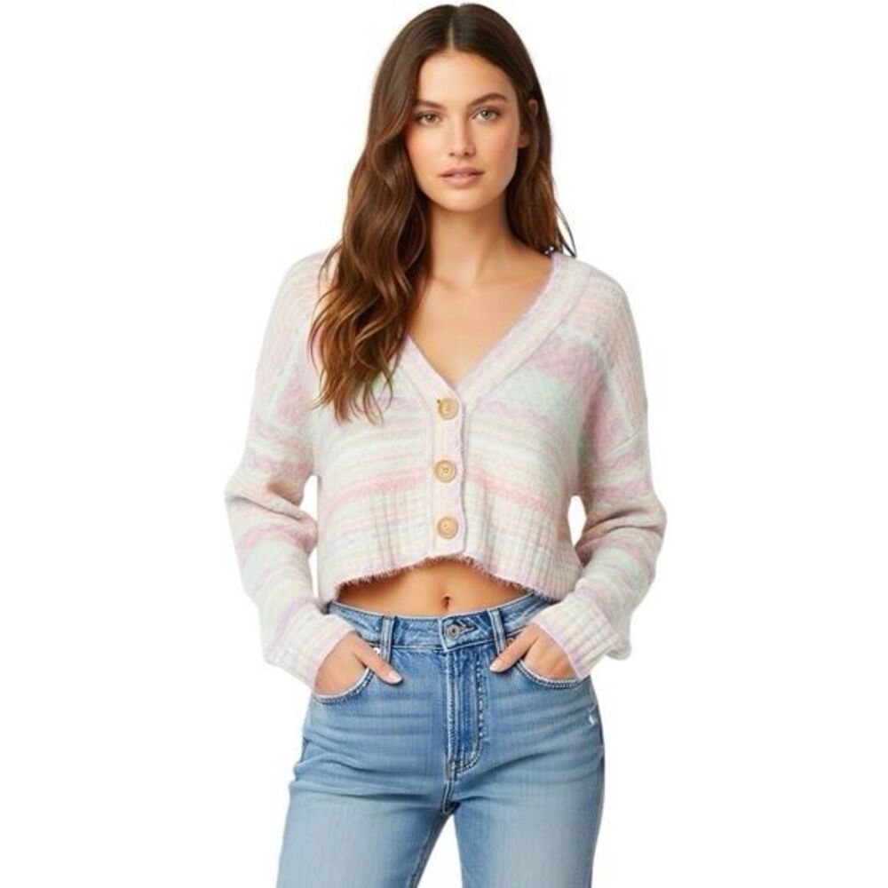 Arizona Womens Sweater Small Cropped Cardigan Y2k 90s Boho Soft Girl Festival